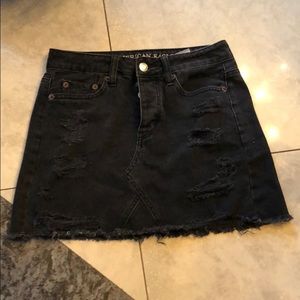 Black denim skirt